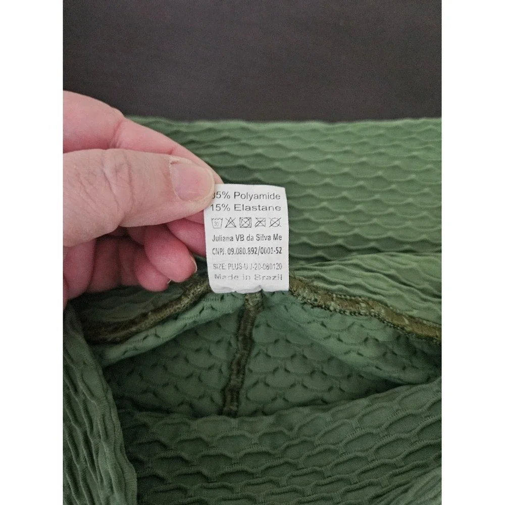 Booty by Brabants Womens Plus Green Leggings Croco Skin Brazilian Athleisure